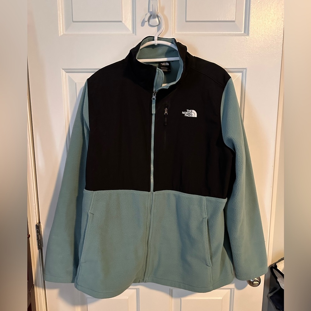The North Face Black and Light Teal Fleece Jacket